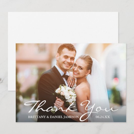 Berichten Foto Bride & Groom Hartelijk dank Bedankkaart (Voorkant / Achterkant)