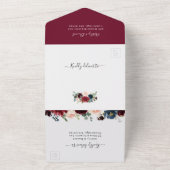 Berichten Foto Burgundy Blush Botanical Floral All In One Uitnodiging (Buitenkant)