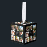 Berichten foto collage zwart  decoratie<br><div class="desc">Acht foto's van de bruiloft collage zwart met witte doopvontkubus versiering.</div>