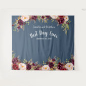 Berichten Foto Prop Waterverf Burgundy Floral Blue Wandkleed (Voorkant (horizontaal))