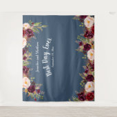 Berichten Foto Prop Waterverf Burgundy Floral Blue Wandkleed (Voorkant)