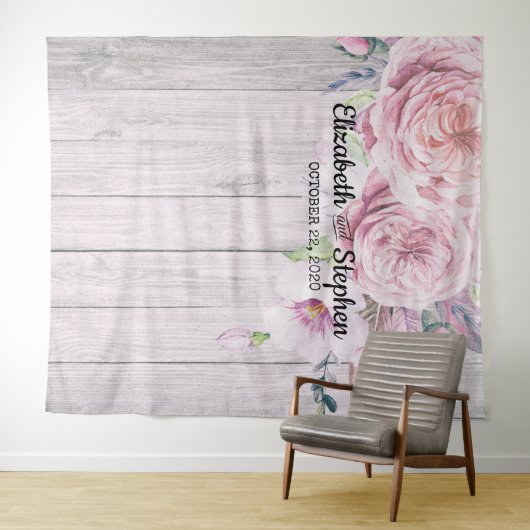 Berichten foto's achtergrond Floral Rustic Wood Wandkleed (In Situ (horizontaal))