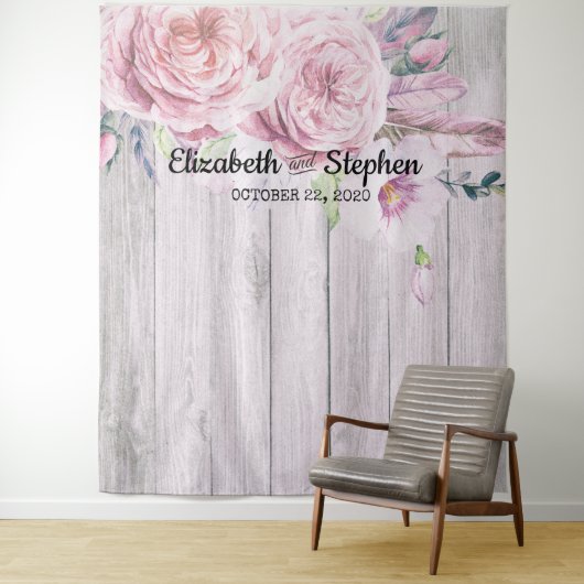 Berichten foto's achtergrond Floral Rustic Wood Wandkleed (In situ)