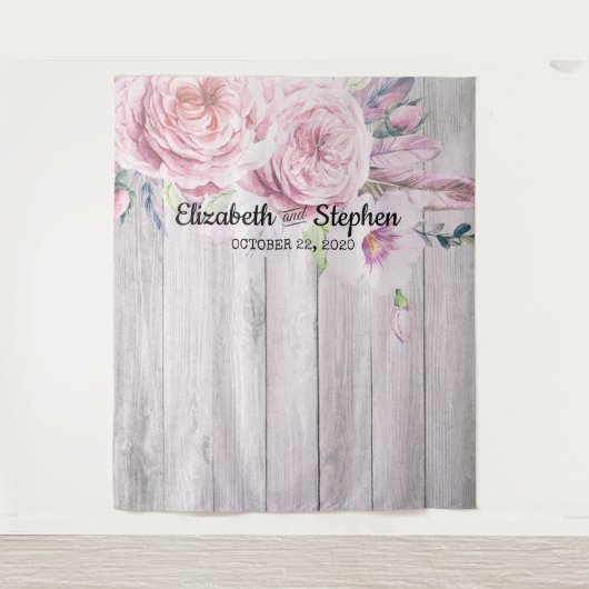 Berichten foto's achtergrond Floral Rustic Wood Wandkleed (Voorkant)
