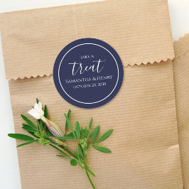 Berichten in een blauw, eenvoudige kalligrafie-han ronde sticker