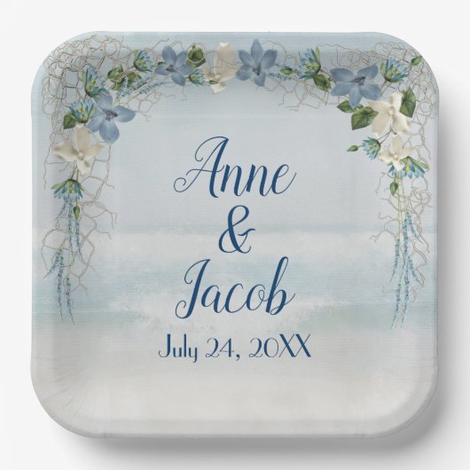 Berichten in Floral over de Waterverf in de oceaan Papieren Bordje (Voorkant)