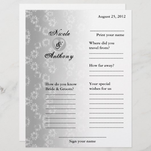 Berichten in het kader van de bruiloft Bijgevoegd  (Voorkant / Achterkant)