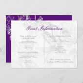 Berichten in het Paars Floral Silver Informatiekaartje (Voorkant / Achterkant)