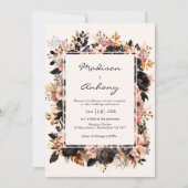 Berichten in zwart-wit en gouden Floral QR-code 2 Kaart (Voorkant)