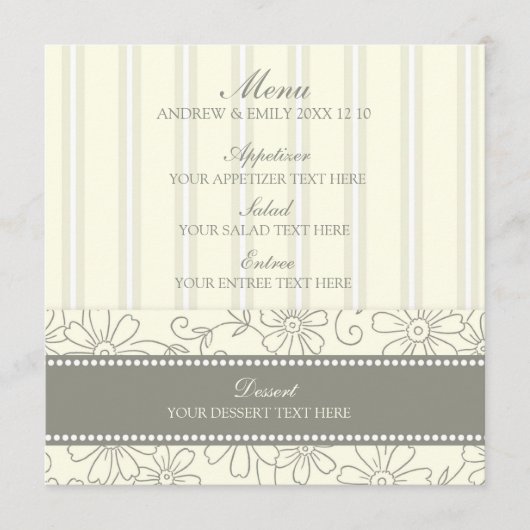 Berichten Menu Beige Floral en Stripes (Voorkant)