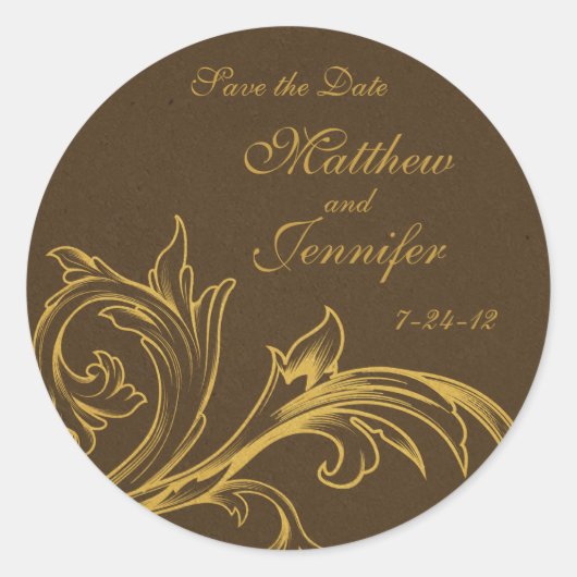 Berichten met bruiloft opslaan Datum ticker Ronde Sticker (Voorkant)