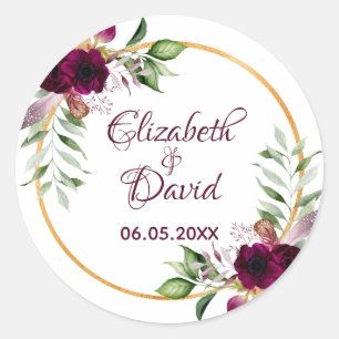 Berichten met een waterkleurige bloem, wit ronde sticker