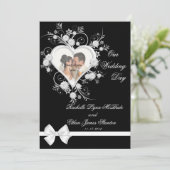Berichten met een zwart-wit harthuwelijk Foto-uitn Kaart (Staand voorkant)