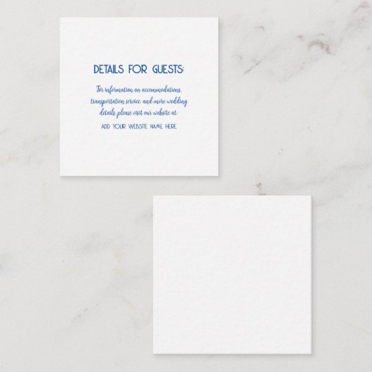 Berichten met informatie Berichten Blauwe Wit Koel Informatiekaartje (Voorkant / Achterkant)