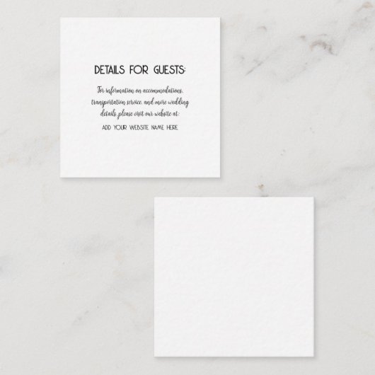 Berichten met informatie over bruiloften zwarte wi informatiekaartje (Voorkant / Achterkant)