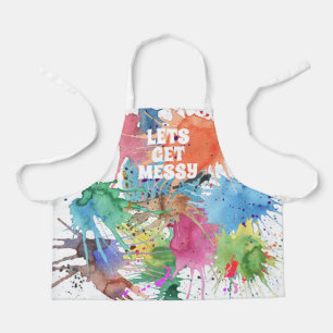 Berichten met kleurrijke verf plakken zwart pron schort