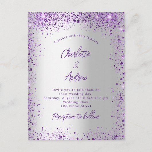 Berichten met paarse enkels uitnodiging briefkaart (Voorkant)