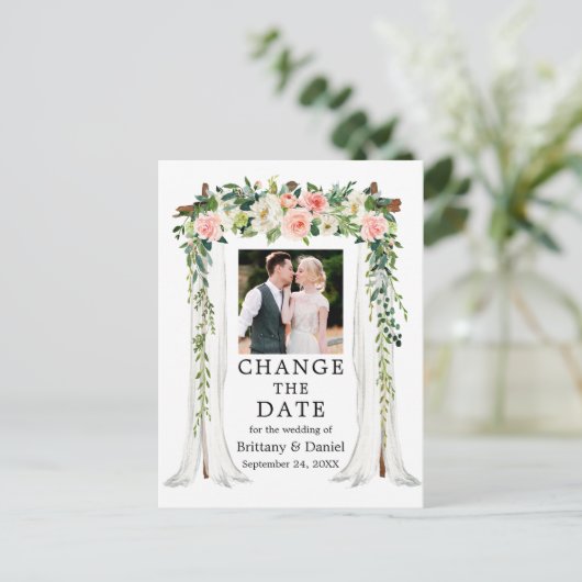 Berichten met roze witte kleur veranderen de datum briefkaart (Staand voorkant)