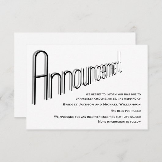 Berichten met uitgestelde bruiloft save the date (Voorkant / Achterkant)