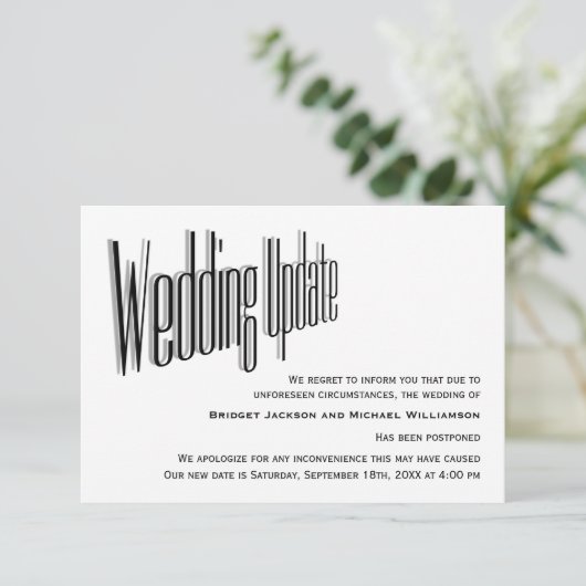 Berichten met uitgestelde bruiloft save the date (Staand voorkant)