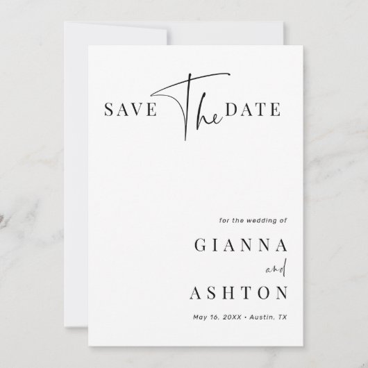 Berichten met zwarte en witte moderne kalligrafie save the date (Voorkant)