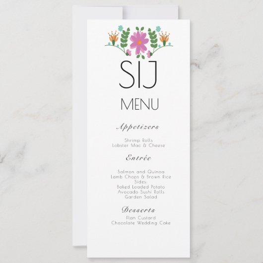 Berichten minimalistisch Floral Logo Wedding Menu (Voorkant)
