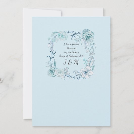 Berichten Moderne Waterverf florage in blauw Kaart (Achterkant)