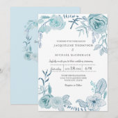 Berichten Moderne Waterverf florage in blauw Kaart (Voorkant / Achterkant)