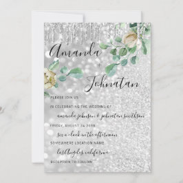 Berichten monogram druif Florals Mint Glitter Silv Kaart