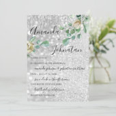 Berichten monogram druif Florals Mint Glitter Silv Kaart (Staand voorkant)