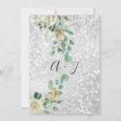 Berichten monogram druif Florals Mint Glitter Silv Kaart (Achterkant)