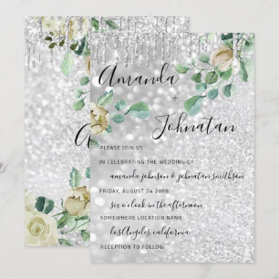 Berichten monogram druif Florals Mint Glitter Silv Kaart