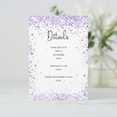 Berichten ontvangen details violet lavender glitte informatiekaartje (Staand voorkant)