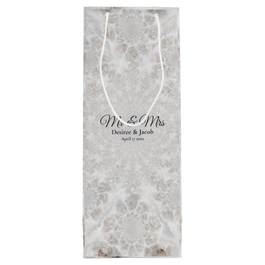 Berichten ontvangen White Silver Gold Simple Elega Wijn Cadeautas (Achterkant)