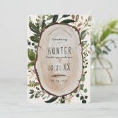 Berichten over de geboorte van een bijtende houtsl save the date (Staand voorkant)