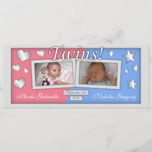 Berichten over de geboorte van Twins Girl & Boy Aankondiging