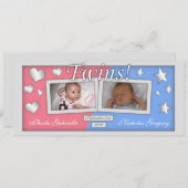 Berichten over de geboorte van Twins Girl & Boy Aankondiging (Voorkant / Achterkant)