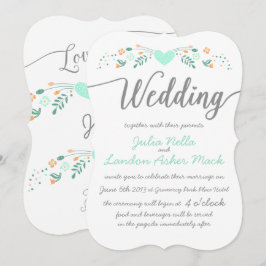 Berichten over de typografie Folk Art Floral Weddi Kaart