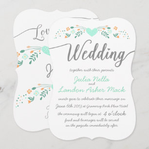 Berichten over de typografie Folk Art Floral Weddi Kaart