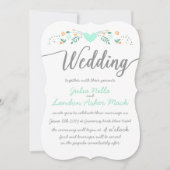 Berichten over de typografie Folk Art Floral Weddi Kaart (Voorkant)