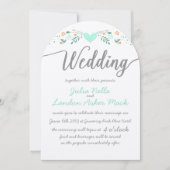 Berichten over de typografie Folk Art Floral Weddi Kaart (Voorkant)