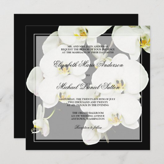 Berichten over een donkere en witte orchidee kaart (Voorkant / Achterkant)