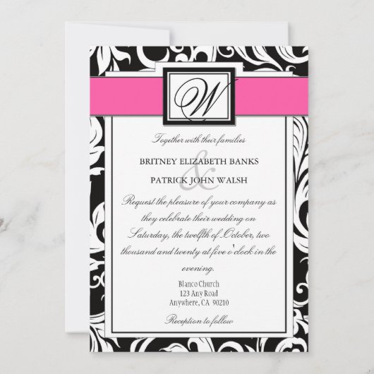 Berichten over het donkerbruin en warm-roze huweli kaart (Achterkant)