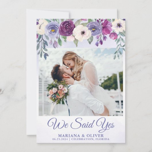 Berichten over het huwelijk Periwinkle Fuchsia Flo Kaart (Voorkant)