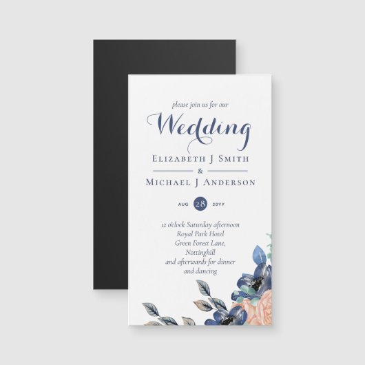 Berichten over het huwelijk tussen marineblauw kor (Voorkant / Achterkant)