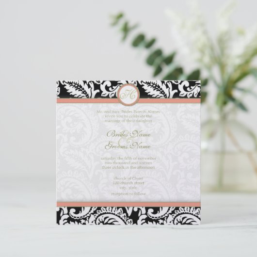 Berichten over het huwelijk tussen zwart en koraal kaart (Staand voorkant)