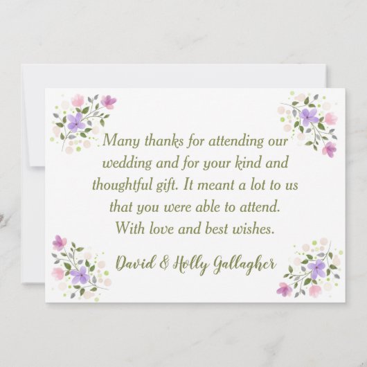 Berichten over het omcirkelen van bloemen bedankkaart (Achterkant)