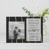 Berichten over het zwarte en goudmatige fotohuweli kaart (Staand voorkant)