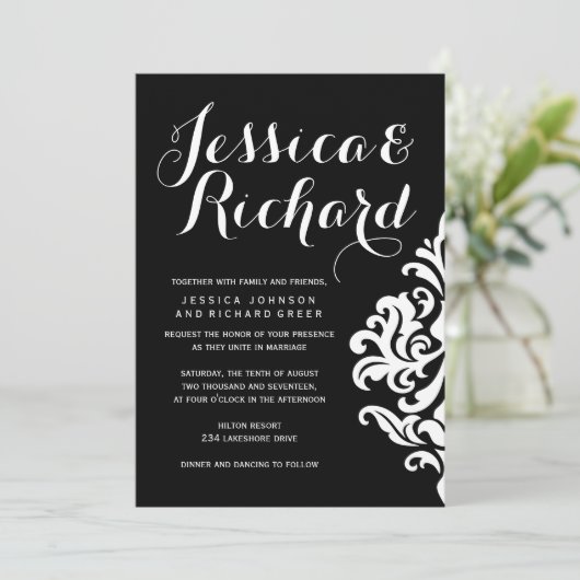 Berichten over het zwarte en witte huwelijk kaart (Staand voorkant)