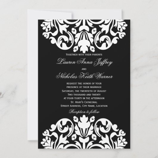 Berichten over het zwarte en witte huwelijk kaart (Voorkant)